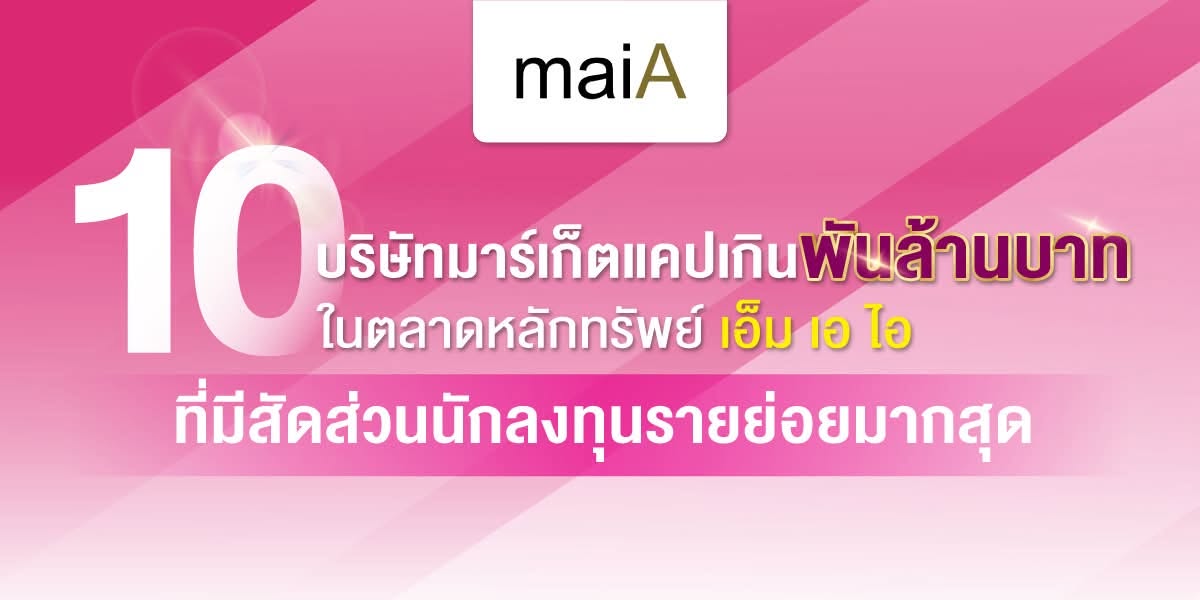 10 บริษัทมาร์เก็ตแคปเกินพันล้านบาท ในตลาดหลักทรัพย์ เอ็ม เอ ไอ ที่มีสัดส่วนนักลงทุนรายย่อยมากสุด